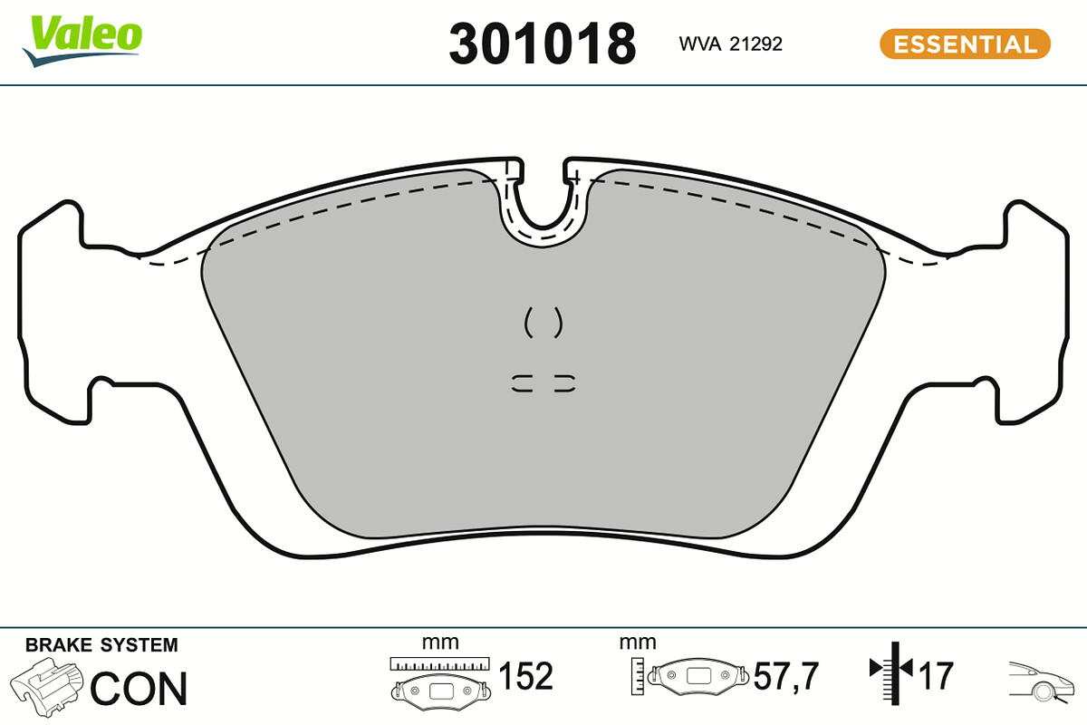 Jeu de 4 plaquettes de frein VALEO ref. 301018